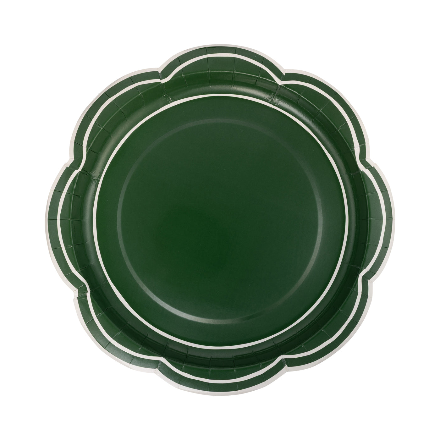 CHL1241 - Green Scalloped Cream Lines Plate