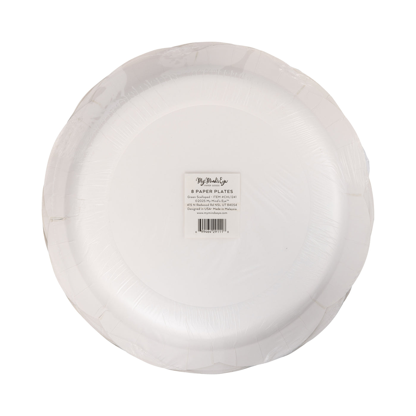 CHL1241 - Green Scalloped Cream Lines Plate