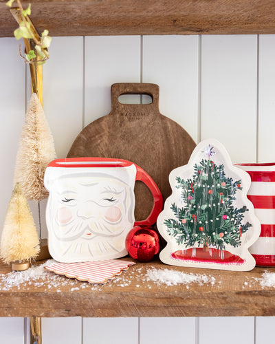 PRESALE SHIPPING MID OCTOBER - CHR1041 -  Christmas Baubles Santa Face Mug Shaped Paper Plate