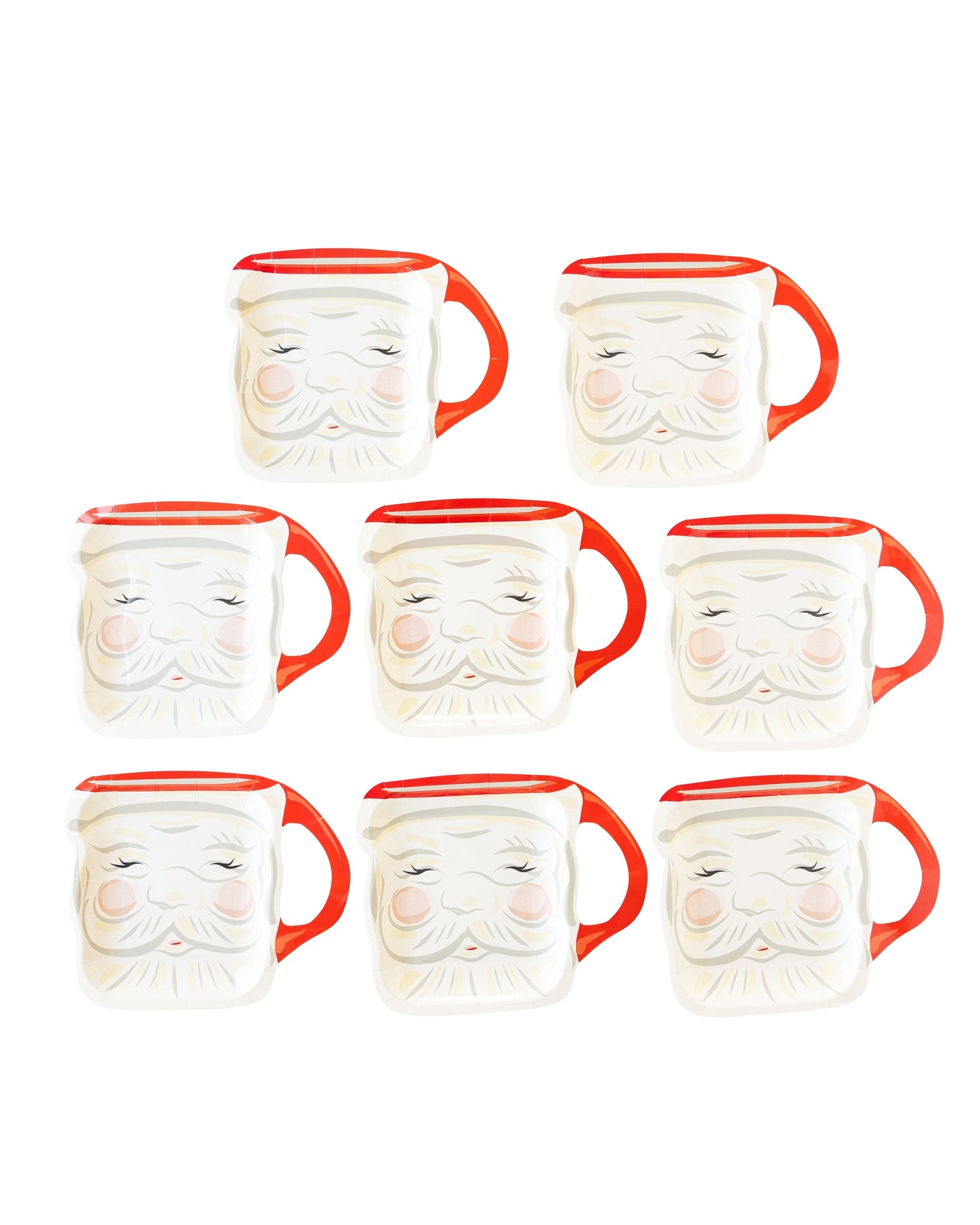 CHR1041 -  Christmas Baubles Santa Face Mug Shaped Paper Plate