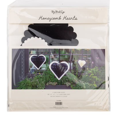CLV1204 - Black and White Honeycomb Hanging Hearts