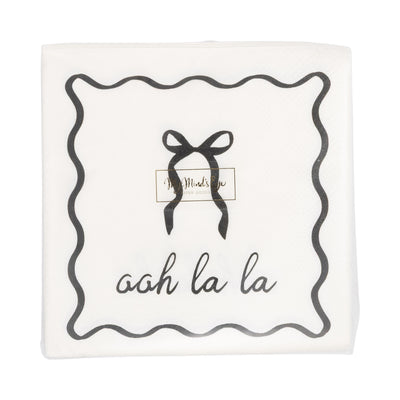 CLV1239 - Oh La La Black and White Cocktail Napkin