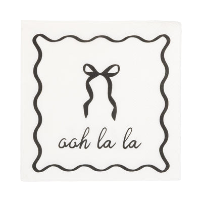 CLV1239 - Oh La La Black and White Cocktail Napkin