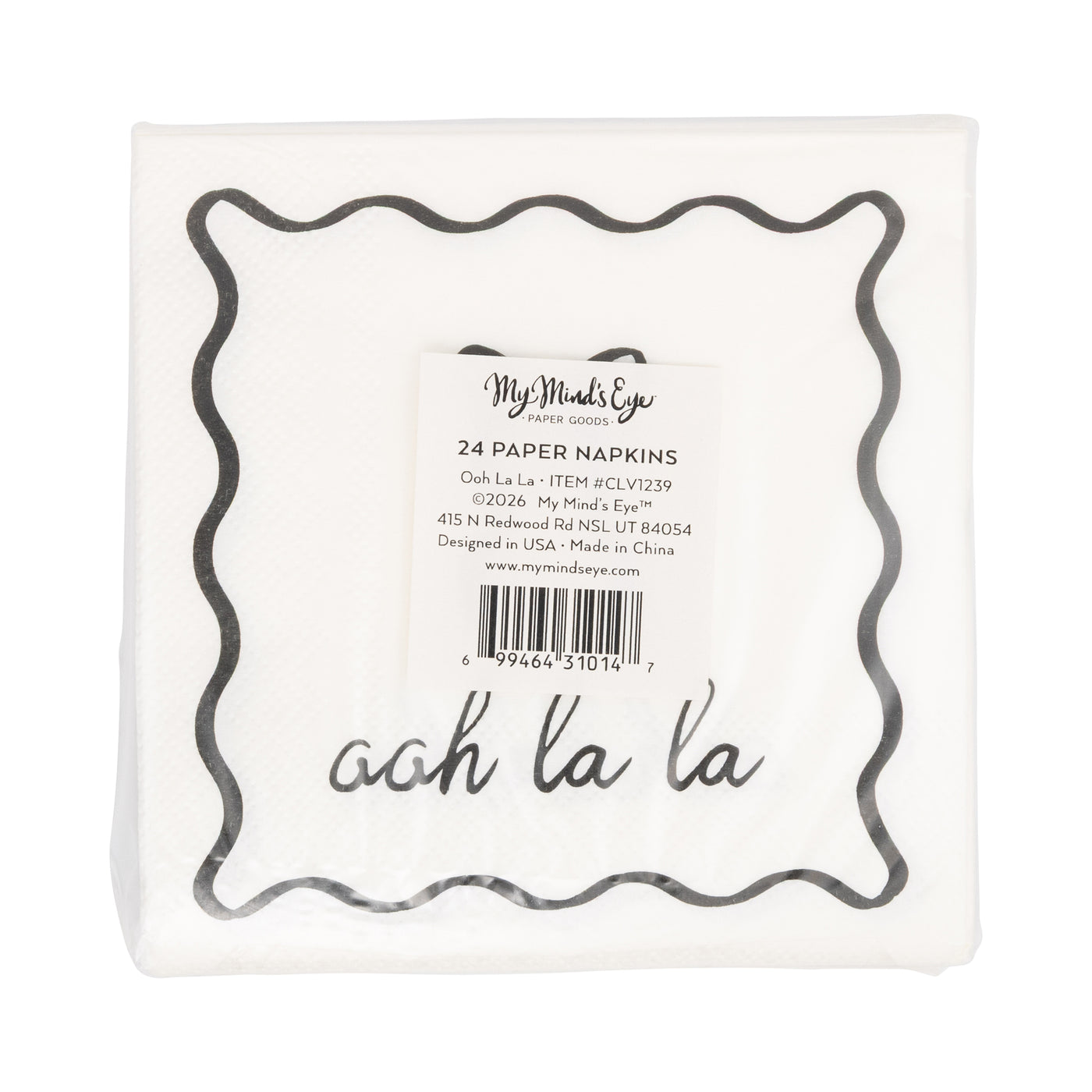 CLV1239 - Oh La La Black and White Cocktail Napkin