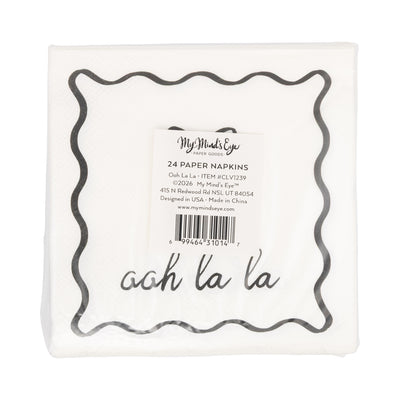 CLV1239 - Oh La La Black and White Cocktail Napkin