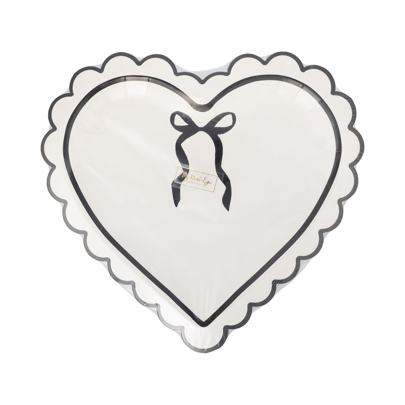CLV1240 - Cream and Black Scalloped Heart Shaped Plate