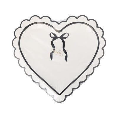 CLV1240 - Cream and Black Scalloped Heart Shaped Plate