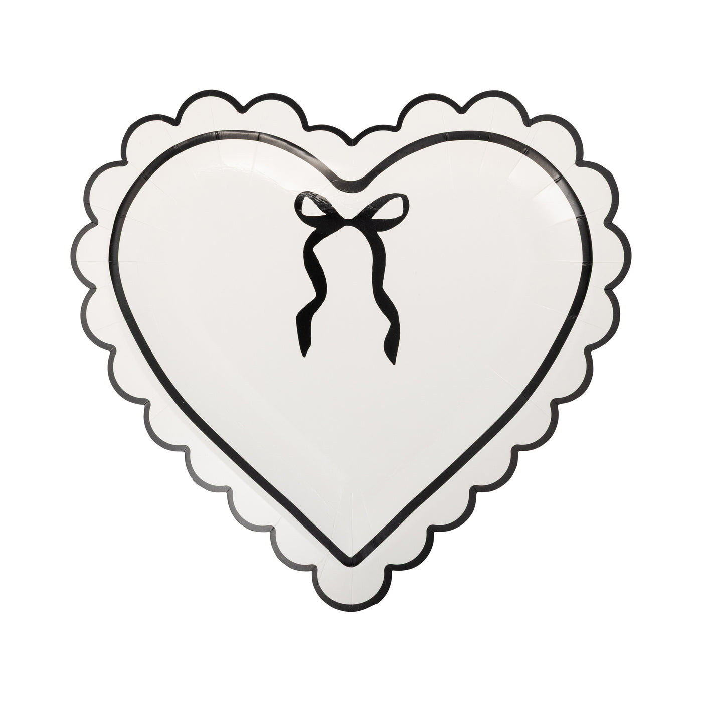 CLV1240 - Cream and Black Scalloped Heart Shaped Plate