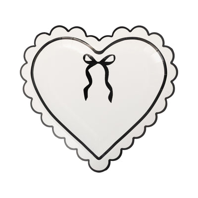 CLV1240 - Cream and Black Scalloped Heart Shaped Plate
