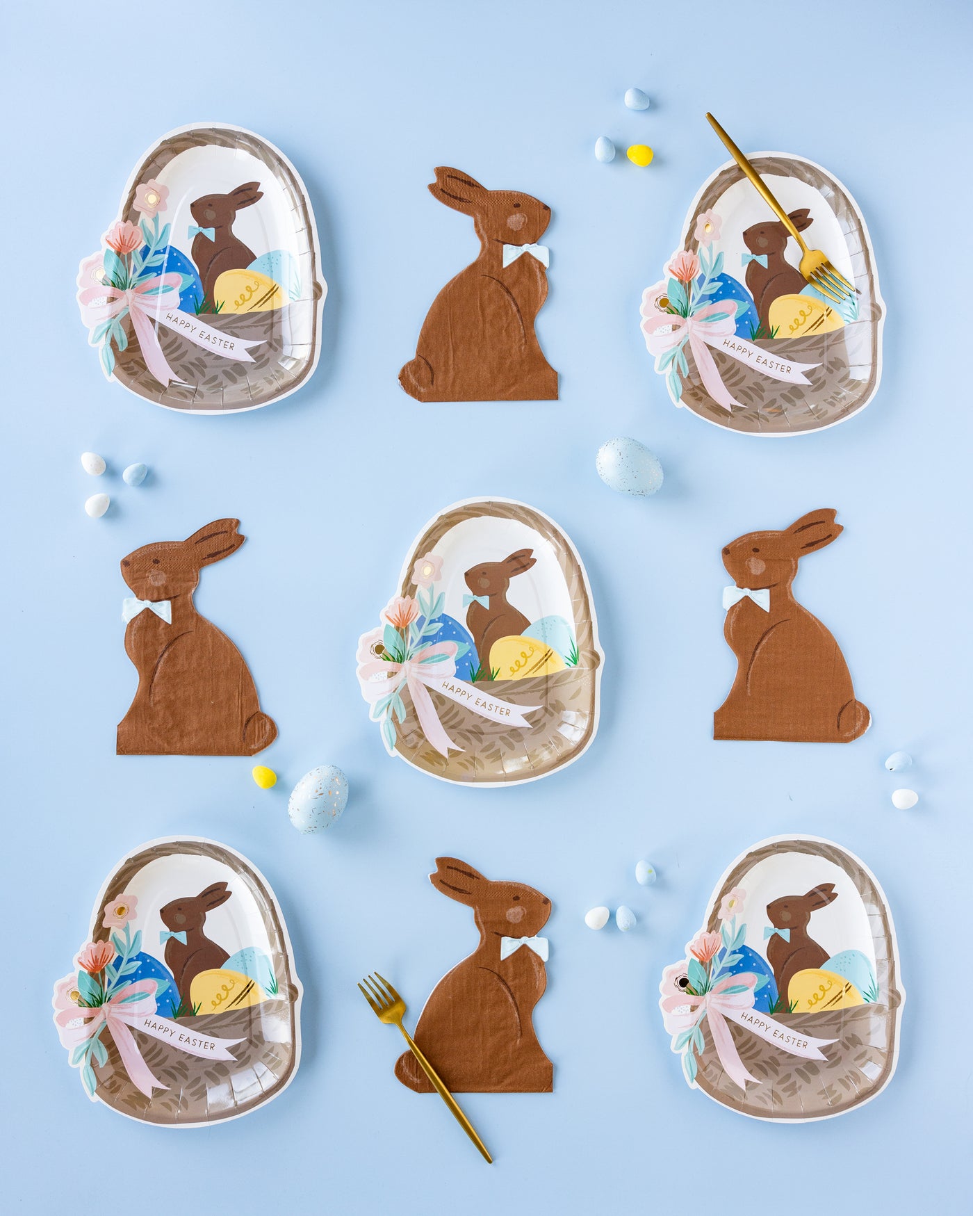 EBS1037 - Chocolate Bunny Shaped Paper Dinner Napkin