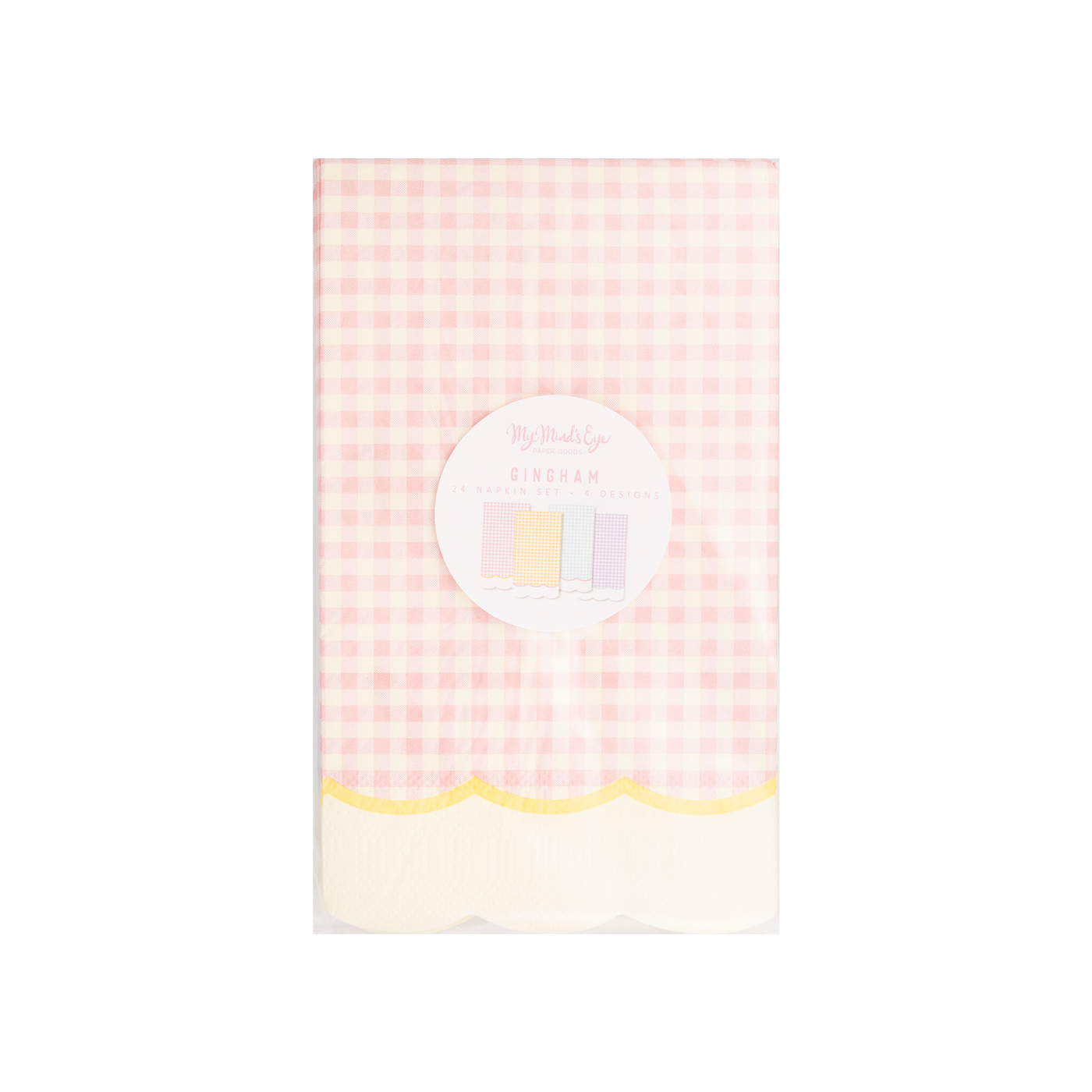 EBS1038 - Gingham Scallop Fringe Paper Dinner Napkin Set