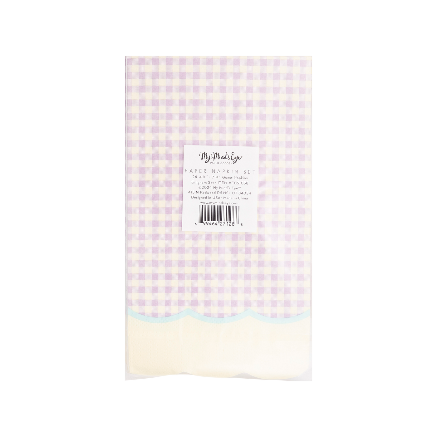 EBS1038 - Gingham Scallop Fringe Paper Dinner Napkin Set