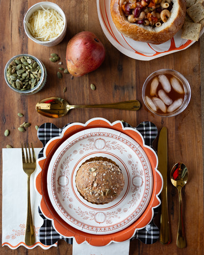 FAL1243 - Falloween Plaid Scalloped Square Paper Plate