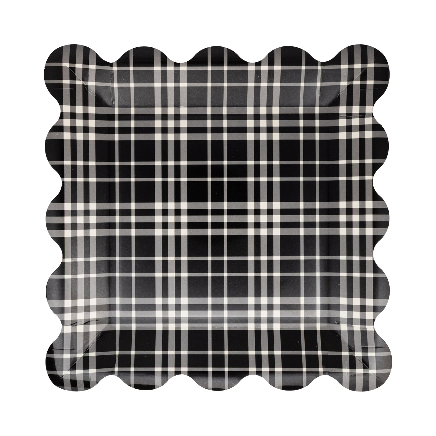 FAL1243 - Falloween Plaid Scalloped Square Paper Plate