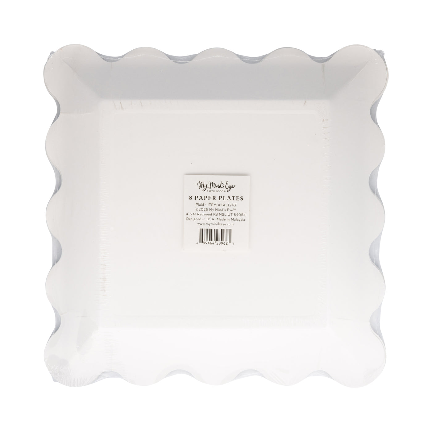 FAL1243 - Falloween Plaid Scalloped Square Paper Plate