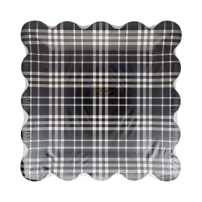 FAL1243 - Falloween Plaid Scalloped Square Paper Plate