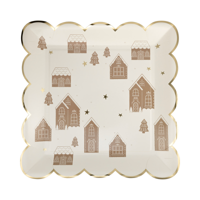 GBD1141 - Gingerbread Scattered House 9" Plate