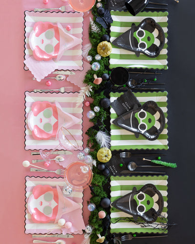 GBW1240 - Green Stripe Pink Stripe 11" Plate Set