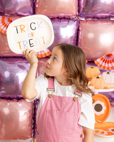 GVP1241 - Trick or Treat Word Bubble Shaped Paper Plate