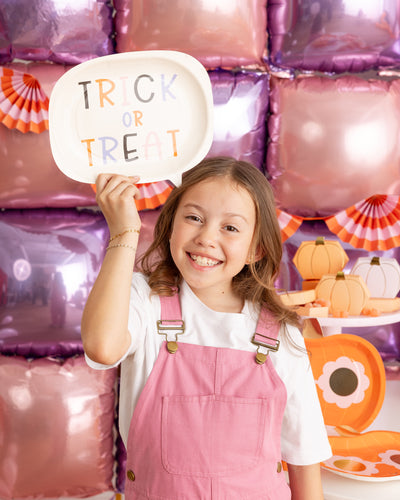 GVP1241 - Trick or Treat Word Bubble Shaped Paper Plate