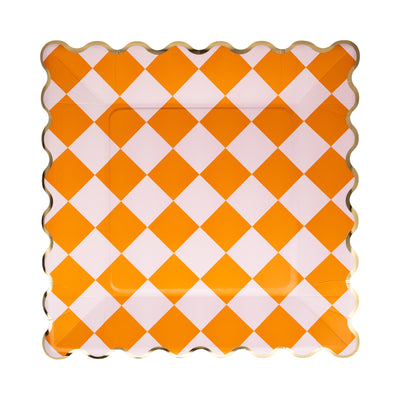 GVP1242 - Pink & Orange Checkered 11" Paper Plate