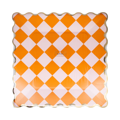 GVP1242 - Pink & Orange Checkered 11" Paper Plate