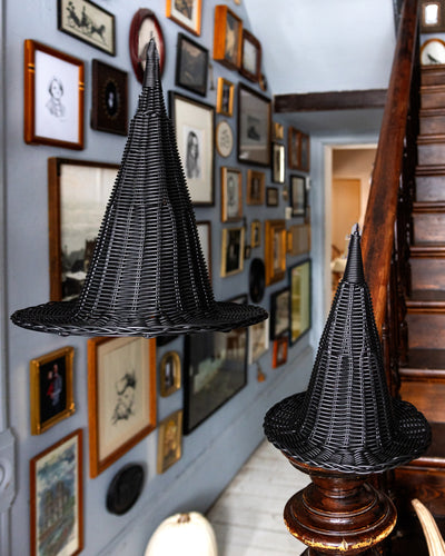 HAL1207 - Faux Wicker Witch Hat - 15"