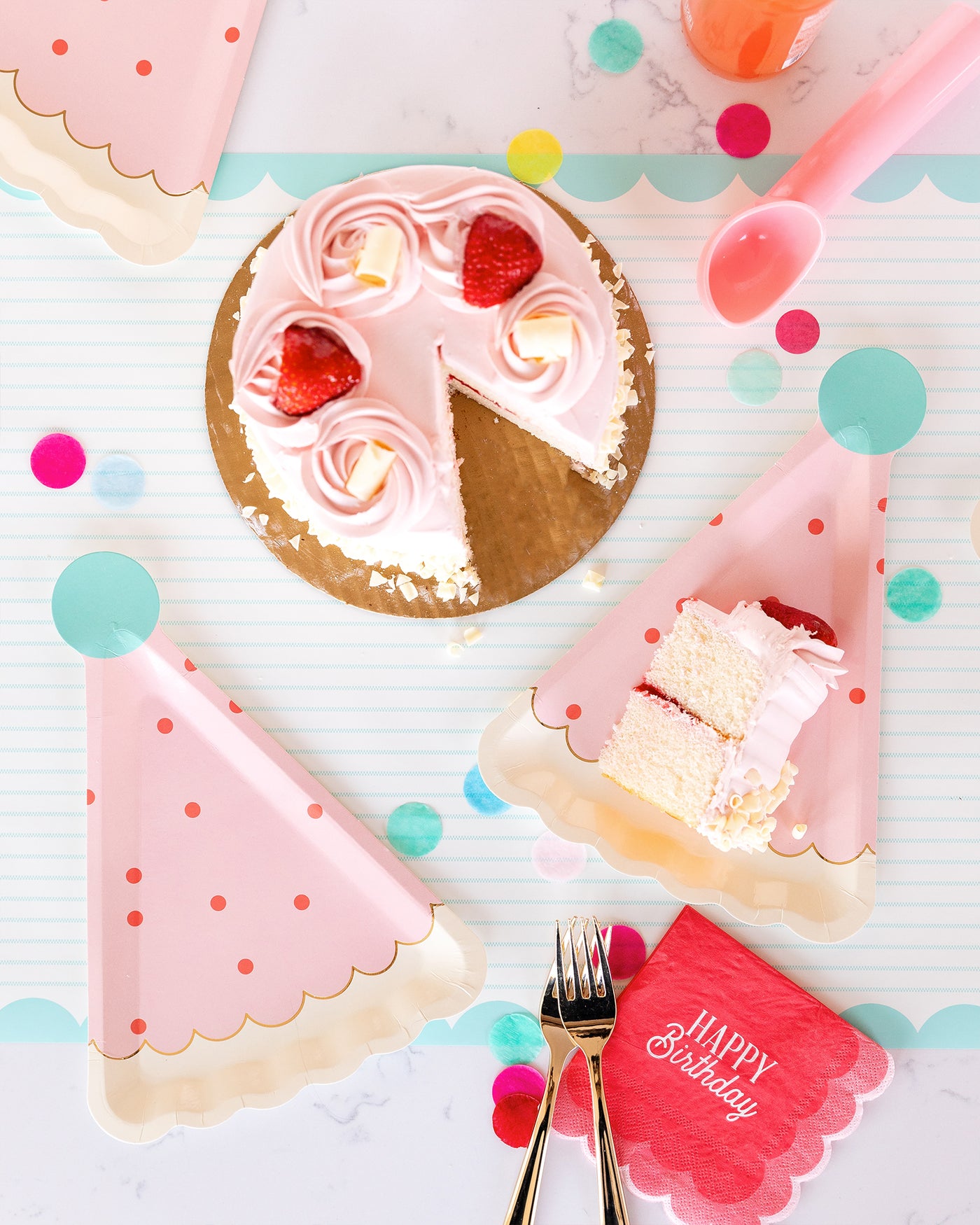 HBD940 - Pink Happy Birthday Hat Shaped Plate