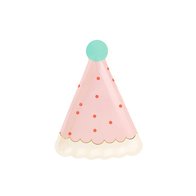 HBD940 - Pink Happy Birthday Hat Shaped Plate