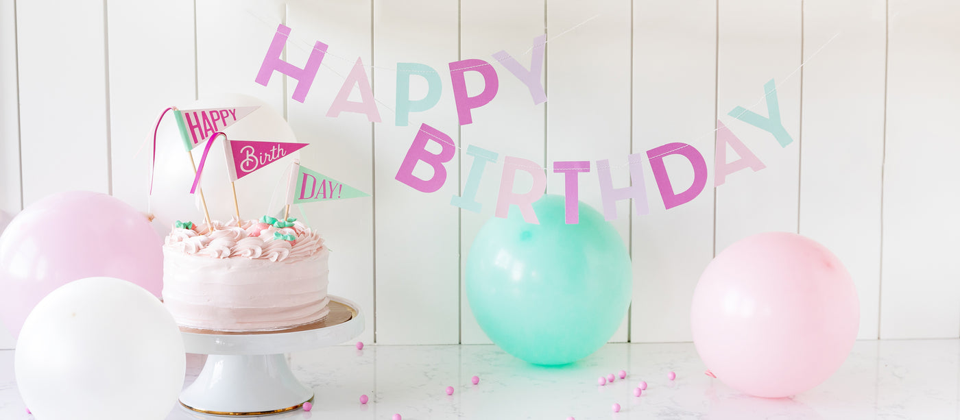 HBD905 - Pink Happy Birthday Banner