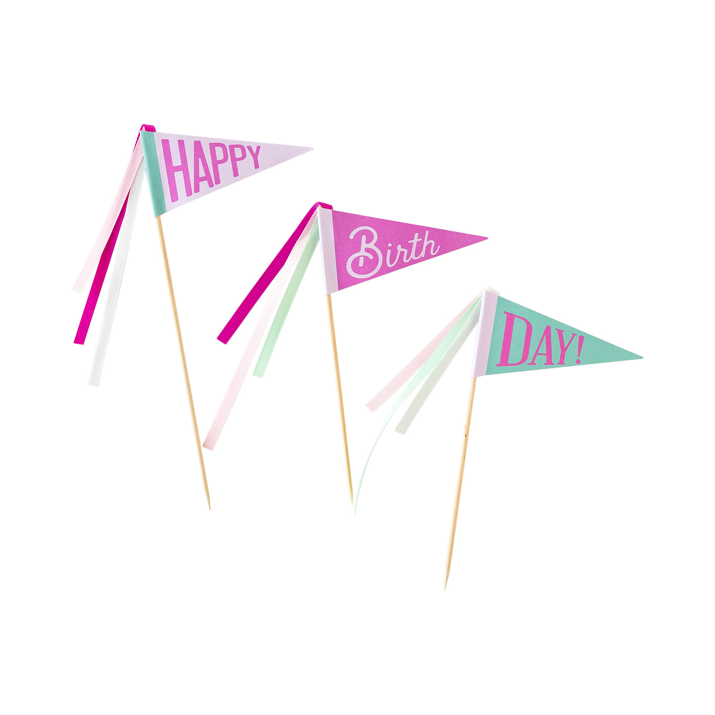 HBD911 - Pink Happy Birthday Cake Topper