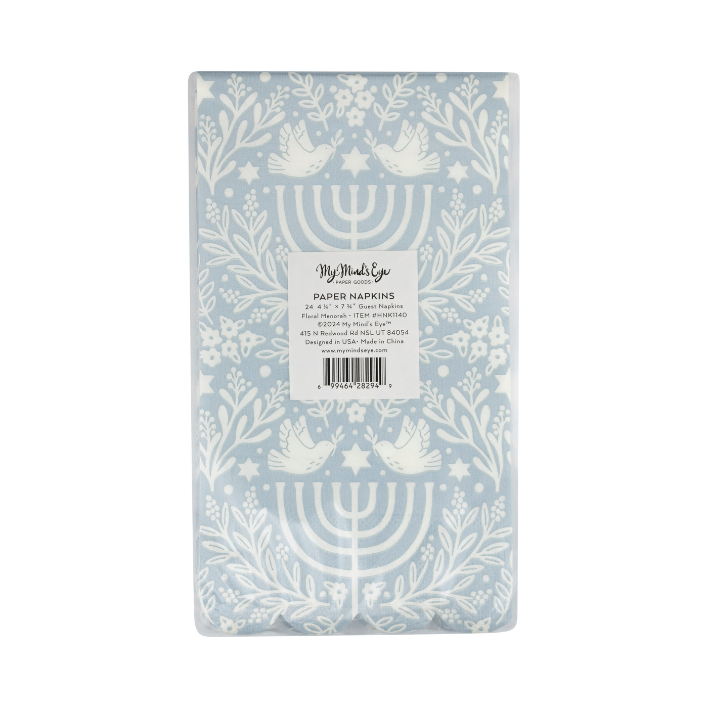 HNK1140 - Floral Menorah Dinner Napkin