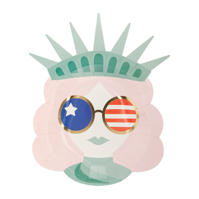 LAD1041 - Lady Liberty Sunnies Shaped Paper Plate
