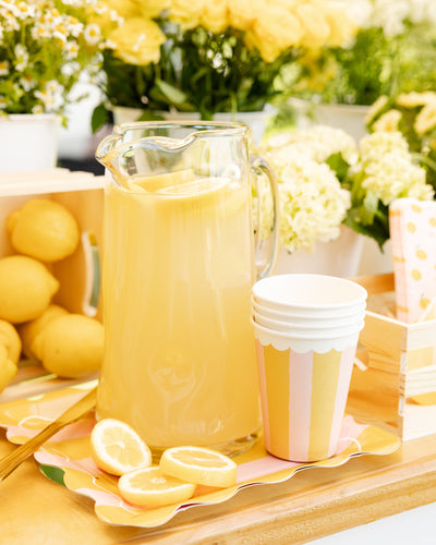 LEM1110 - Yellow & Pink Striped Party Cup