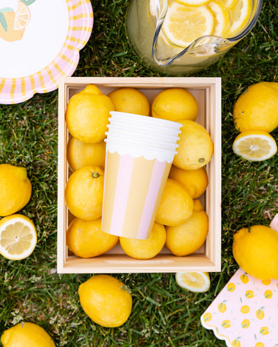 LEM1110 - Yellow & Pink Striped Party Cup