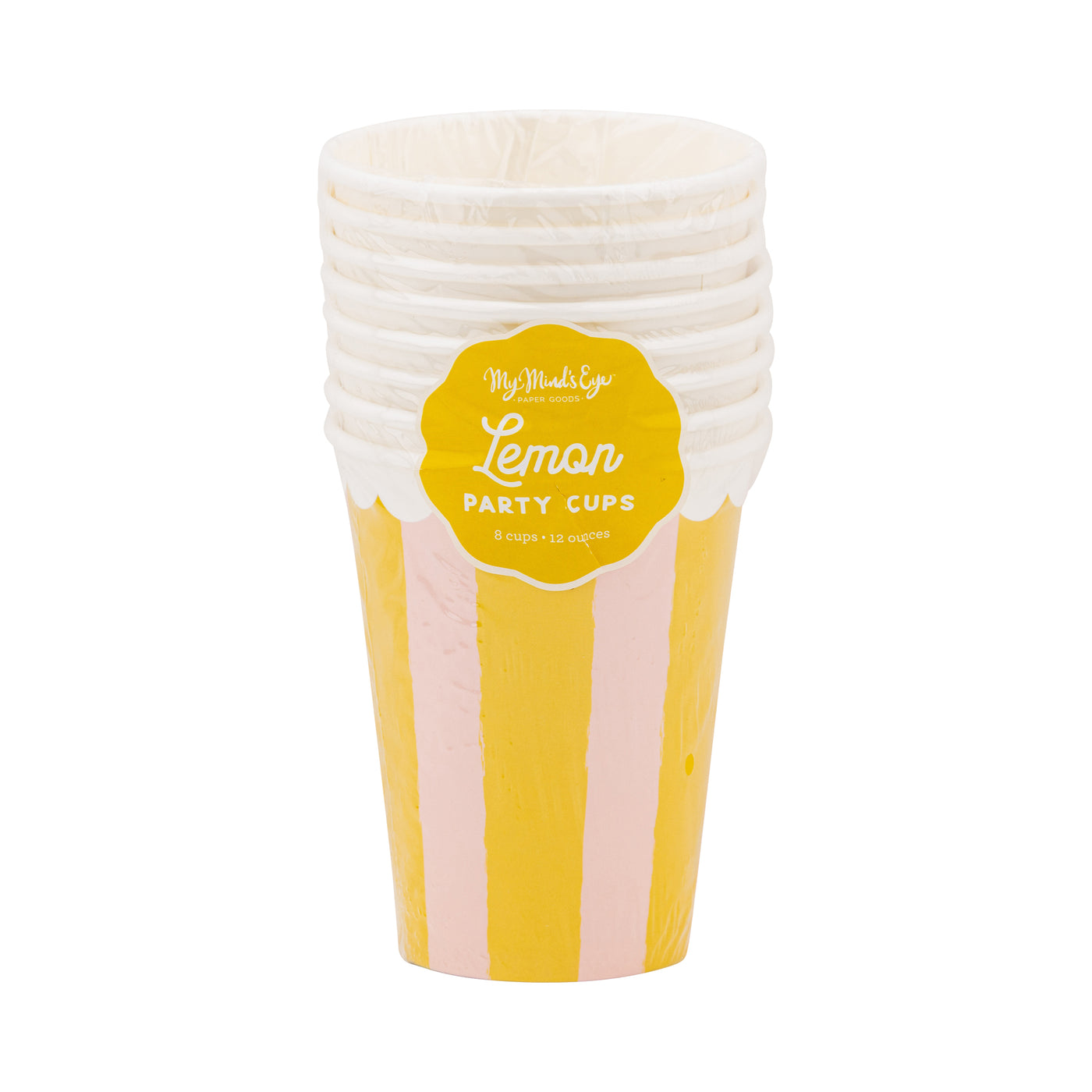 LEM1110 - Yellow & Pink Striped Party Cup