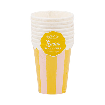 LEM1110 - Yellow & Pink Striped Party Cup