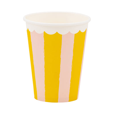 LEM1110 - Yellow & Pink Striped Party Cup