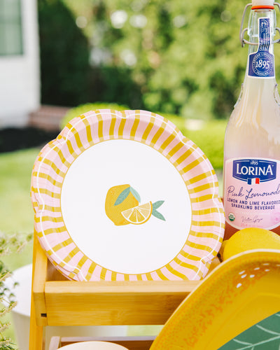 LEM1142 - Yellow & Pink Striped Scallops Plate
