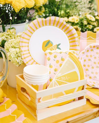 LEM1142 - Yellow & Pink Striped Scallops Plate