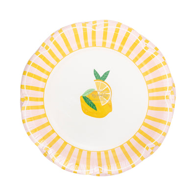 LEM1142 - Yellow & Pink Striped Scallops Plate