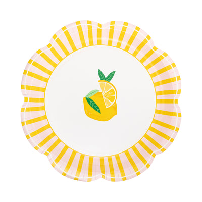 LEM1142 - Yellow & Pink Striped Scallops Plate