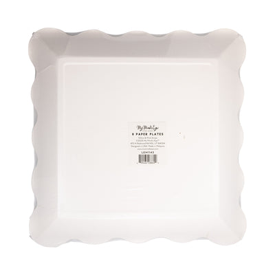 LEM1143 - Yellow & Pink Striped Scalloped Square Plate