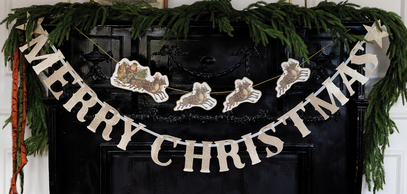 LUX1202 - Merry Christmas Glitter Chipboard Banner
