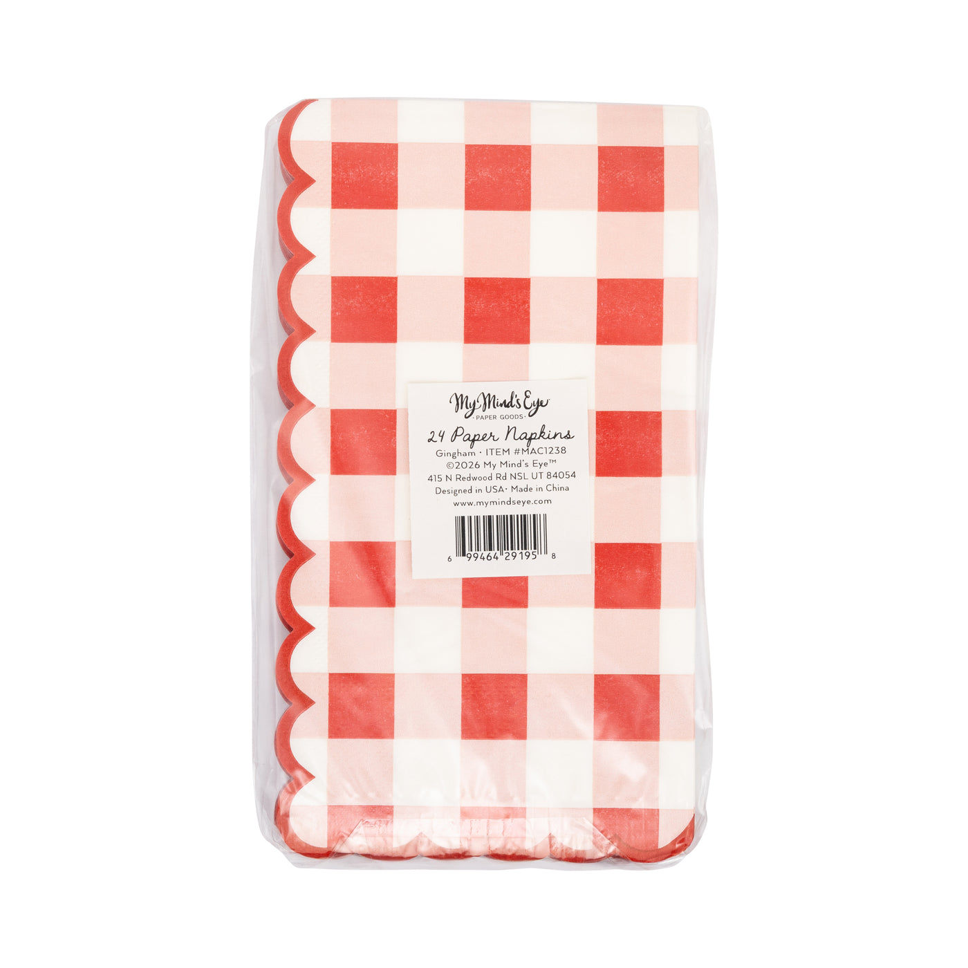 MAC1238 - Red Scallop Gingham Dinner Napkin
