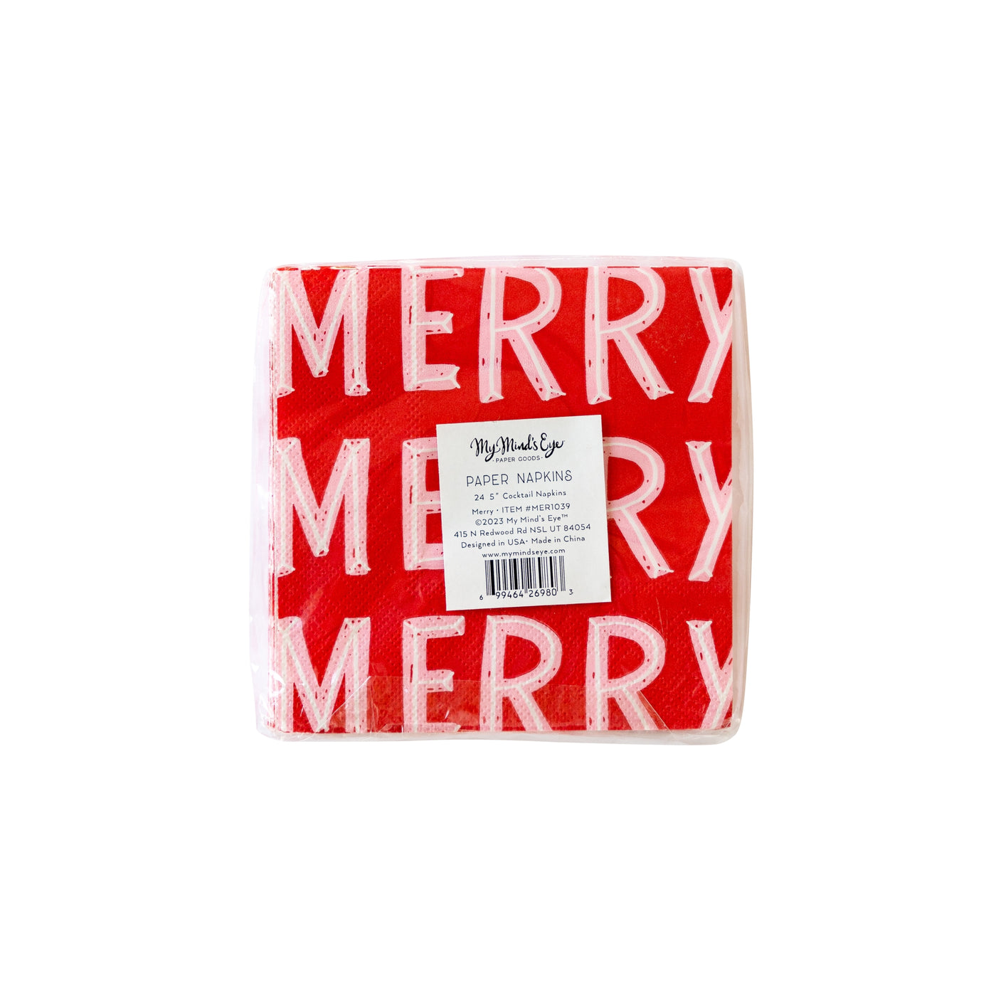 MER1039 - Merry Holiday Paper Cocktail Napkin