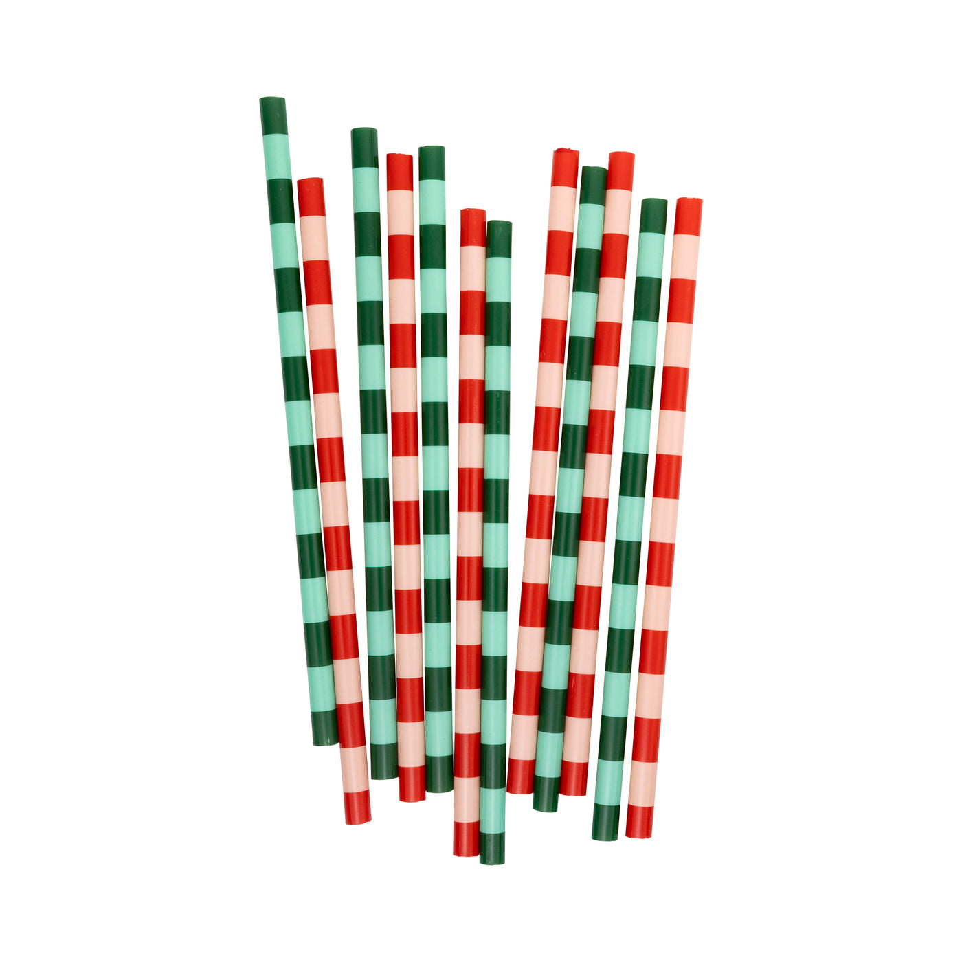 MJY1215 - Red and Pink & Green and Mint Straw Set
