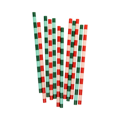 MJY1215 - Red and Pink & Green and Mint Straw Set