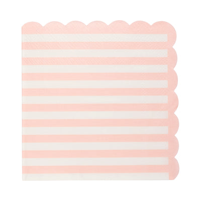 NEA1139 - Pink Striped Scalloped Cocktail Napkins