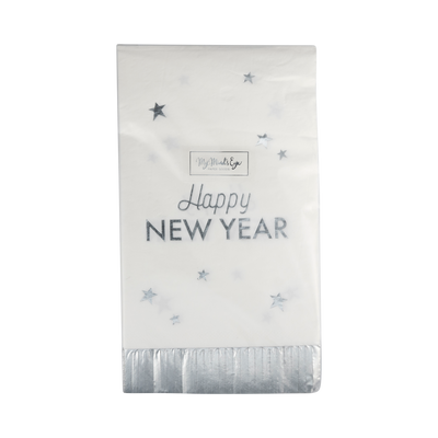 NYE1139 - Happy New Year Fringed Dinner Napkin